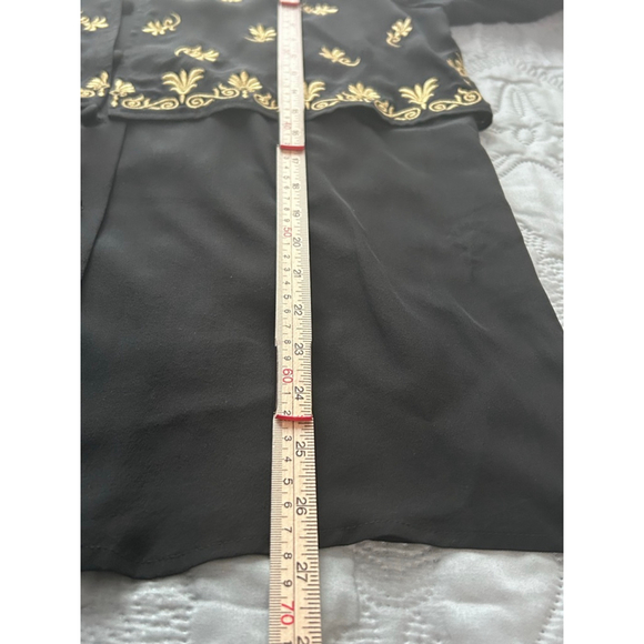 Diane von Furstenberg Black Silk Gold Embroidered Blouse Size S - Picture 10 of 10